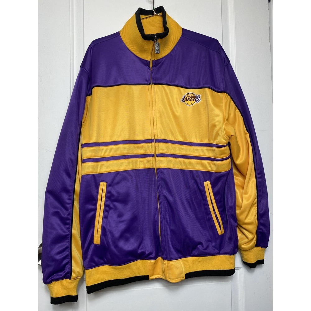 UNK NBA Los Angeles Lakers Mens Size Large Jacket Zip Up Reversible 2 Sided